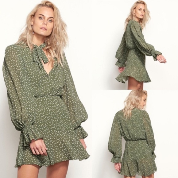 ISLA "Eurydice" Forest Florals LS Ruffle Dress - Picture 2 of 8